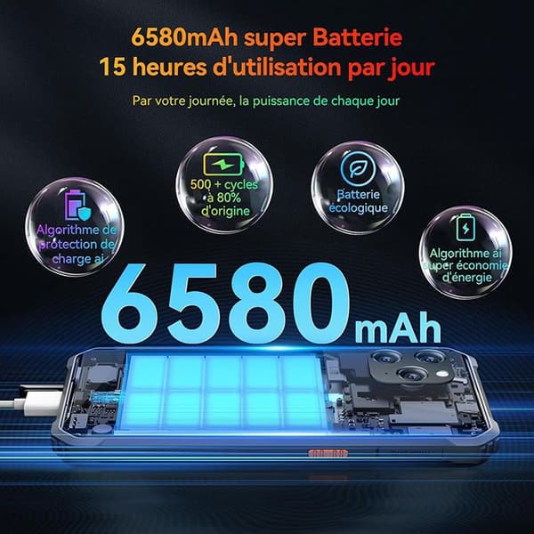 Smartphone Incassable Blackview BV5300 Plus(NFC) 6,1" 24Go+128Go/2To Android 13 6580mAh 13MP IP68 Vattentålig Dubbel SIM - Svart