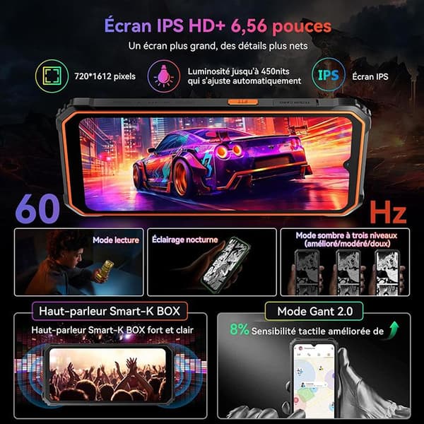 Blackview BV4800 Pro Unbreakable Mobiltelefon 6,56" (4+8)GB+128GB Smartphone Android 14 5180mAh 16MP, Dual SIM, NFC - Orange