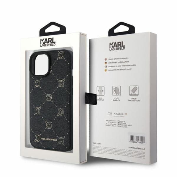 iPhone 15-fodral - Karl Lagerfeld läder MagSafe (KLHMP15SPGKHPHK) - Karl-huvud