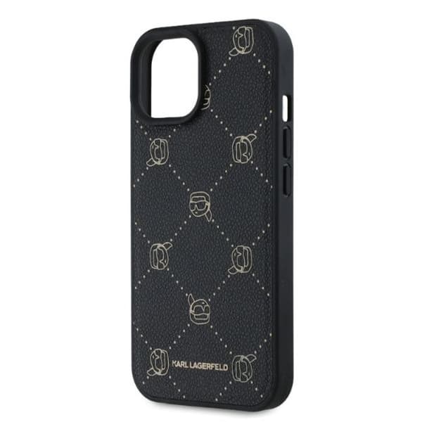 iPhone 15-fodral - Karl Lagerfeld läder MagSafe (KLHMP15SPGKHPHK) - Karl-huvud