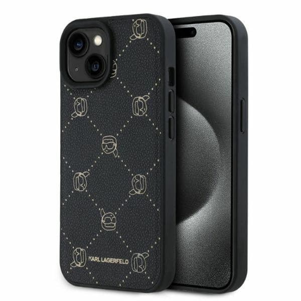 iPhone 15-fodral - Karl Lagerfeld läder MagSafe (KLHMP15SPGKHPHK) - Karl-huvud