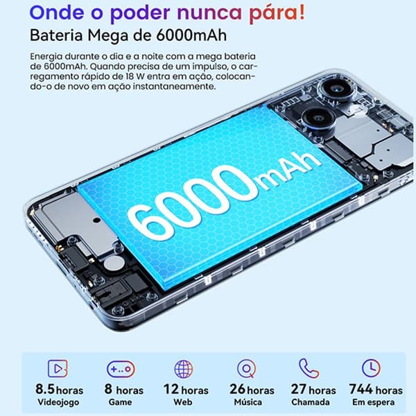 Oscal MODERN 8 olåst mobiltelefon 16GB+256GB 6.52" 50MP+8MP 6000mAh Android 13 Dual SIM 4G GPS Smartphone - Blå