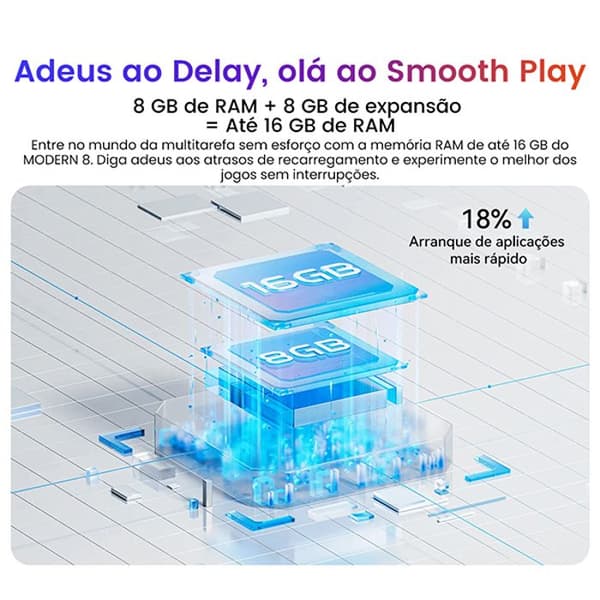 Oscal MODERN 8 olåst mobiltelefon 16GB+256GB 6.52" 50MP+8MP 6000mAh Android 13 Dual SIM 4G GPS Smartphone - Blå