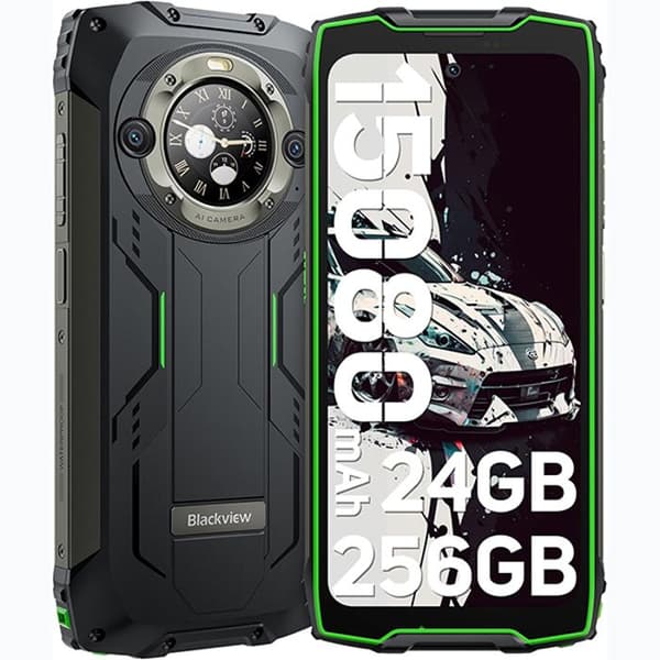 Okrossbar smartphone Blackview BV9300 Pro 24GB+256GB 15080mAh(33W) Dual Screen 6,7" 64MP+32MP Android 13 NFC 100LM - Grön
