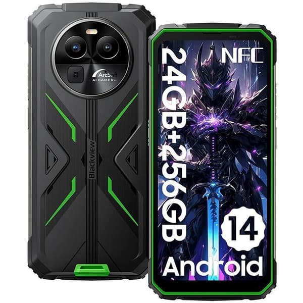 Blackview BV8100 Unbreakable Mobile Phone 6,5" Android 14 (8+16)GB+256GB 50MP+32MP 8800mAh NFC,Dubbel SIM,Face ID - Grön