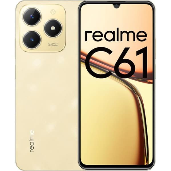 Realme C61 4G smartphone 6GB/256GB guld - 50MP AI-kamera - 5000mAh batteri - Dual SIM