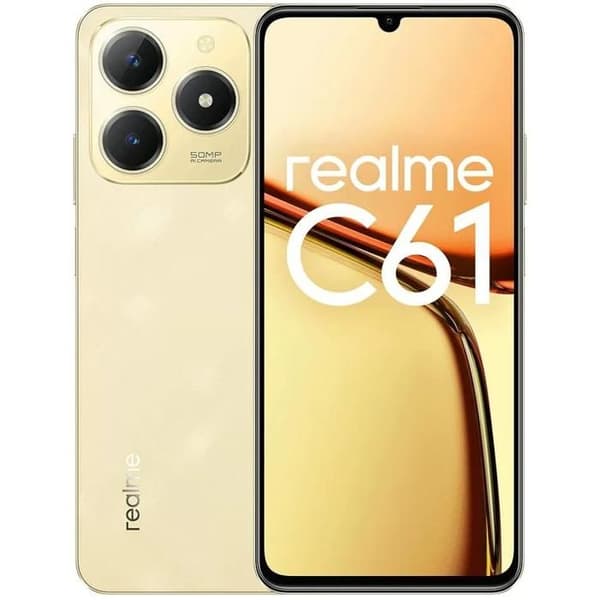 Realme C61 4G smartphone 6GB/256GB guld - 50MP AI-kamera - 5000mAh batteri - Dual SIM Guld