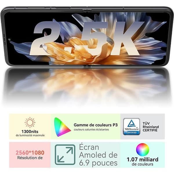 Blackview HERO 10 Folding Mobiltelefon 6,9" (12+24)GB+256GB 108MP+32MP Kamera Dubbelt batteri Dubbel SIM NFC - Svart