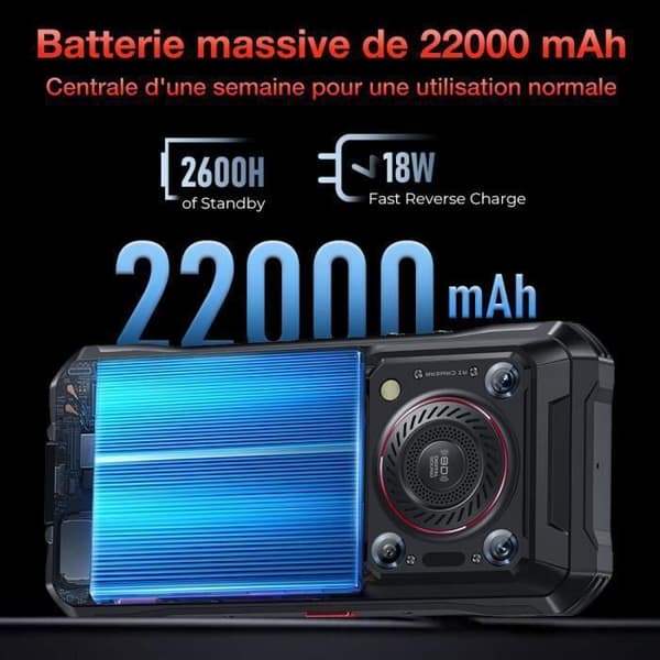 OUKITEL WP33 Pro Rugged Smartphone 24GB + 256GB 22000mAh batteri 6,58'' FHD+ 64MP NFC-kamera Dual Sim 5G GPS - Svart
