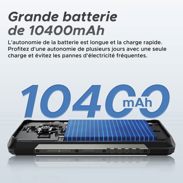 DOOGEE FIRE 6 Telefon Portabel Oförstörbar 16Go+256Go, 6.56" Skärm 10400mAh Vattentålig Smartphone Android 14 - Termisk avbildning - Blå