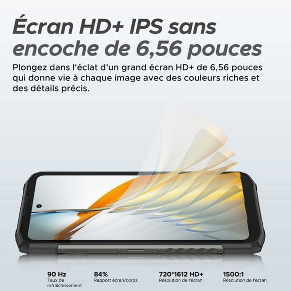 DOOGEE FIRE 6 Telefon Portabel Oförstörbar 16Go+256Go, 6.56" Skärm 10400mAh Vattentålig Smartphone Android 14 - Termisk avbildning - Blå