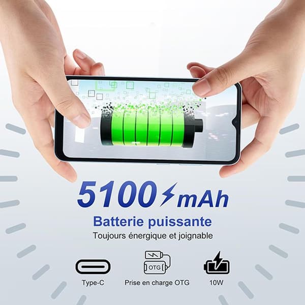 Olåst mobiltelefon Blackview WAVE 6C Android 13 4GB+32GB 6.517" HD+ 8MP+5MP 5100mAh Face ID,4G Dual SIM - Blå