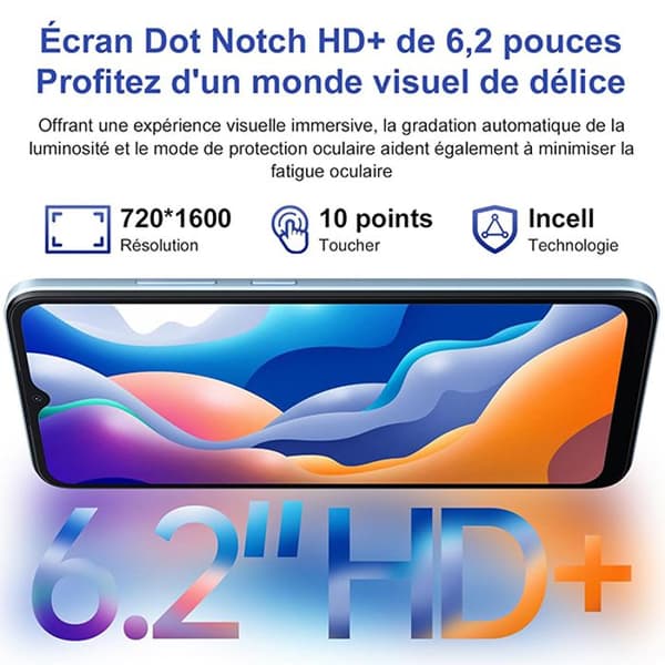 Olåst mobiltelefon Blackview WAVE 6C Android 13 4GB+32GB 6.517" HD+ 8MP+5MP 5100mAh Face ID,4G Dual SIM - Blå