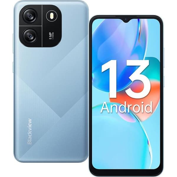 Olåst mobiltelefon Blackview WAVE 6C Android 13 4GB+32GB 6.517" HD+ 8MP+5MP 5100mAh Face ID,4G Dual SIM - Blå