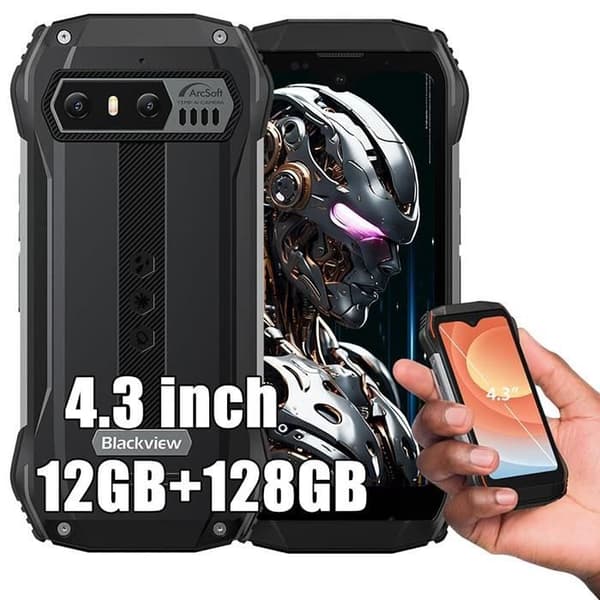 Blackview N6000 SE Unbreakable Mobile Phone 4,3" QHD+ Android 13 12GB+128GB 13MP+8MP 3700mAh NFC,Dubbel SIM,Face ID - Svart