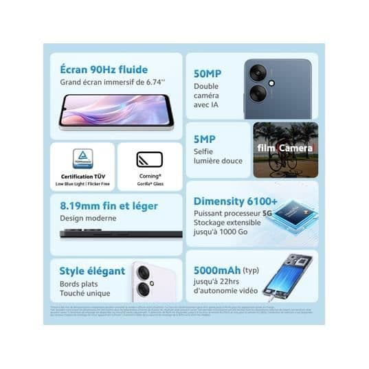XIAOMI Redmi 13C 5G 128 GB Smartphone - Silver - 90 Hz skärm - 50MP trippelkamera med AI