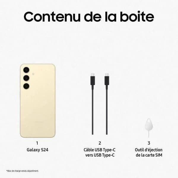SAMSUNG Galaxy S24 Smartphone 256 Go Crème - Återvunnen - Mycket bra skick- REFURBISHED