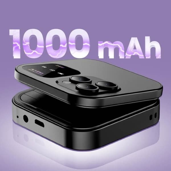 Fällbar mobiltelefon med dubbla SIM-kort, FM-radio, 1000mAh batteri, svart