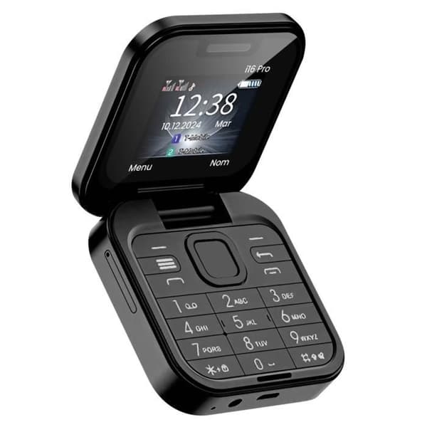 Fällbar mobiltelefon med dubbla SIM-kort, FM-radio, 1000mAh batteri, svart