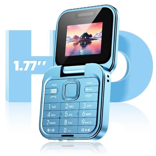 Fällbar mobiltelefon med dubbel SIM FM-radio 1000mAh batteri blå