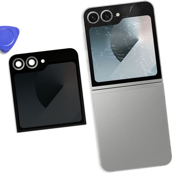 Baksida för Samsung Galaxy Z Flip 6 med Original Samsung Externt Skärm Silver