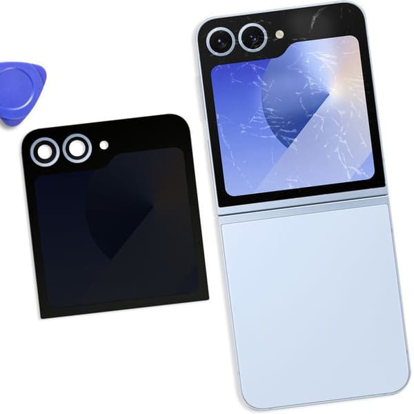 Bakre skärm för Samsung Galaxy Z Flip 6 med original Samsung extern skärm ljusblå