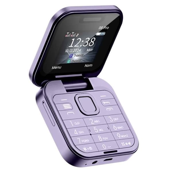 Fällbar mobiltelefon med dubbel SIM, FM-radio, 1000mAh batteri, lila