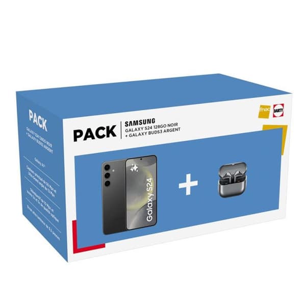 Paket Smartphone Samsung Galaxy S24 6,2 5G Nano SIM 128 Go Svart + Buds FE Svart