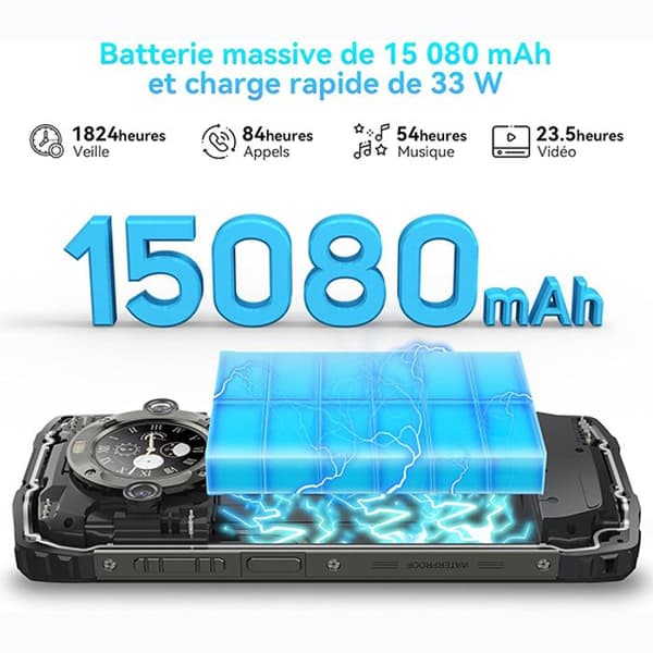 Blackview BV9300 Pro Smartphone Oförstörbar 6.7" 24Go+256Go 15080mAh 33W 64MP NFC Orange med Smartwatch Blackview W60