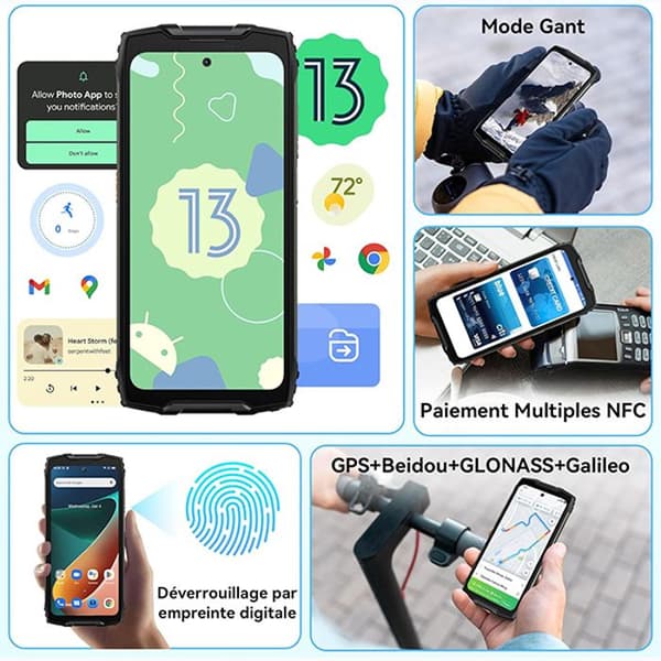 Blackview BV9300 Pro Smartphone Oförstörbar 6.7" 24Go+256Go 15080mAh 33W 64MP NFC Orange med Smartwatch Blackview W60