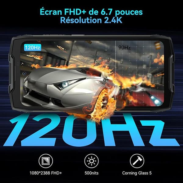 Blackview BV9300 Pro Smartphone Oförstörbar 6.7" 24Go+256Go 15080mAh 33W 64MP NFC Orange med Smartwatch Blackview W60