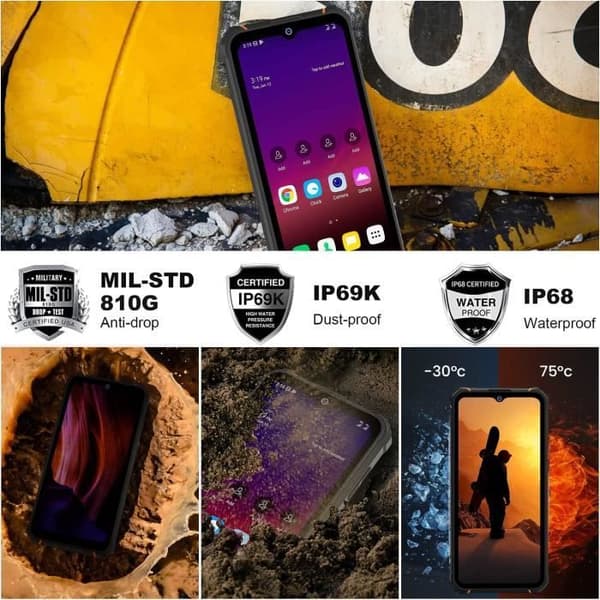 W10 Telefon Portabel Oförstörbar 15000Mah, Android 12 Skärm 6.53 Hd+, 4Go+32Go-1To 4G Dubbel Sim Oförstörbar Vattentålig Ip68I