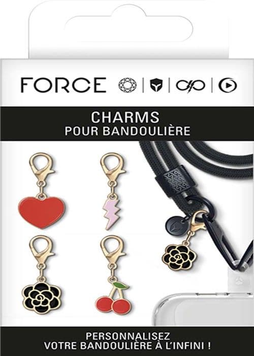 Set med 4 charms för universal smartphone axelrem LOVE