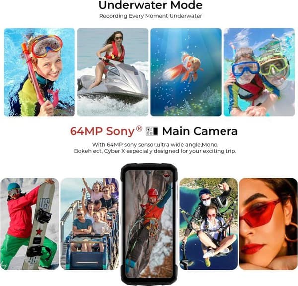Telefont Portable Incassable HOTWAV Cyber X 6,78''FHD+ 14Go+256Go Helio G99, 10200mAh/33W Android 13 Smartphone Robuste 4G NFC