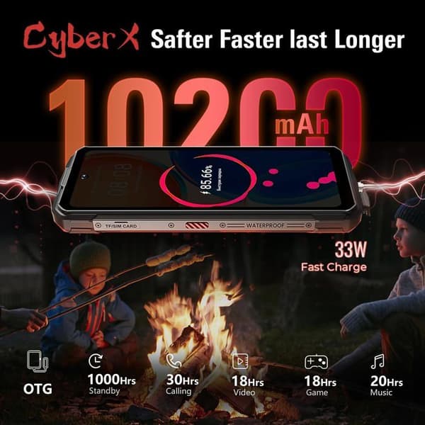 Telefont Portable Incassable HOTWAV Cyber X 6,78''FHD+ 14Go+256Go Helio G99, 10200mAh/33W Android 13 Smartphone Robuste 4G NFC