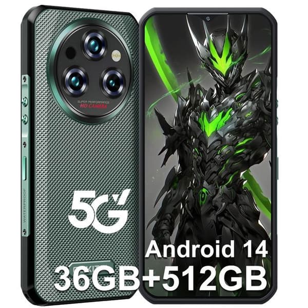 OUKITEL WP35 Pro 5G Smartphone Robust 36Go+512Go 11000mAh 6.6" FHD+ 2.4K Android 14 NFC OTG GPS Dubbel SIM - Grön