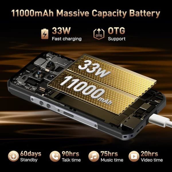 Mobiltelefon Oukitel WP39 Pro 5G Okrossbar 36Go+512Go/TF 2TO, 6.6" FHD+ 11000mAh/33W Android 14 Robust Smartphone NFC, Grön