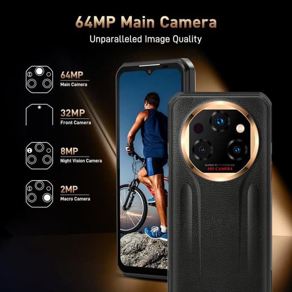 Mobiltelefon Oukitel WP39 Pro 5G Okrossbar 36Go+512Go/TF 2TO, 6.6" FHD+ 11000mAh/33W Android 14 Robust Smartphone NFC, Grön