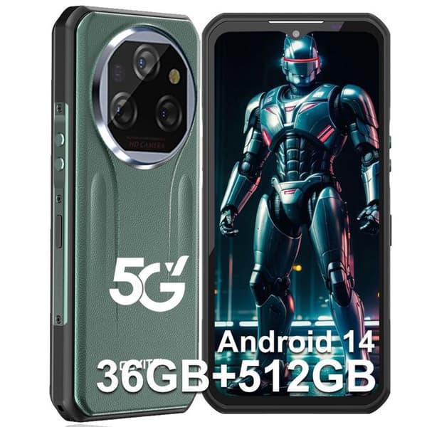 Mobiltelefon Oukitel WP39 Pro 5G Okrossbar 36Go+512Go/TF 2TO, 6.6" FHD+ 11000mAh/33W Android 14 Robust Smartphone NFC, Grön