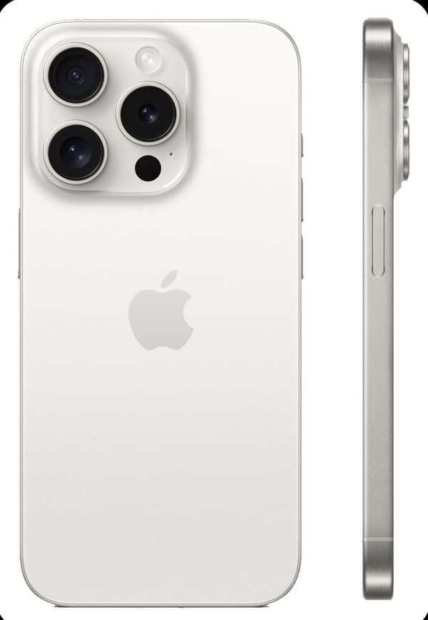 APPLE l iPhone 15 Pro 128GB vitt titan (2023) - Used - Batterihälsa 100%