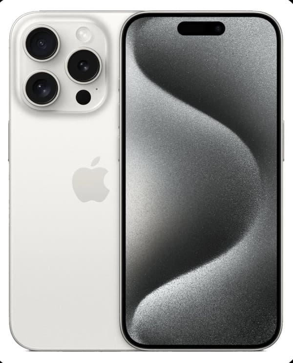 APPLE l iPhone 15 Pro 128GB vitt titan (2023) - Used - Batterihälsa 100%