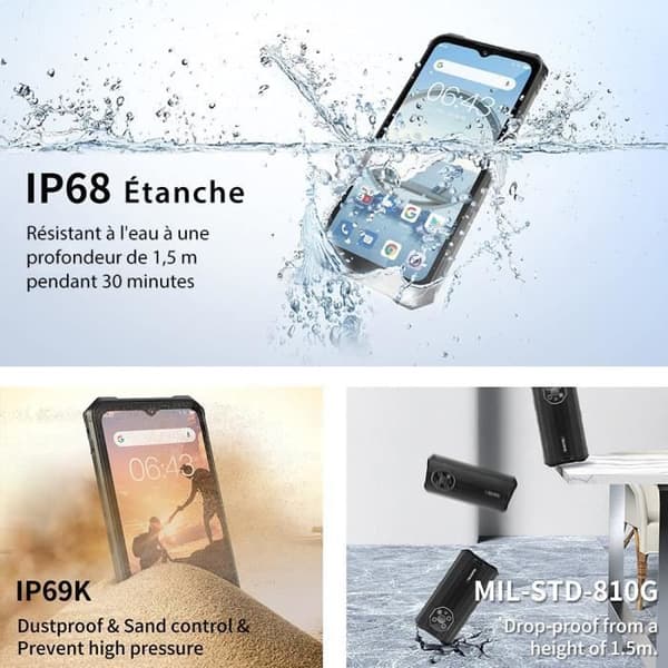 OUKITEL WP13 Smartphone Robust 8GB + 128GB 6.52'' 48MP Kamera Mobiltelefon NFC 5G Dubbel Sim GPS - Svart