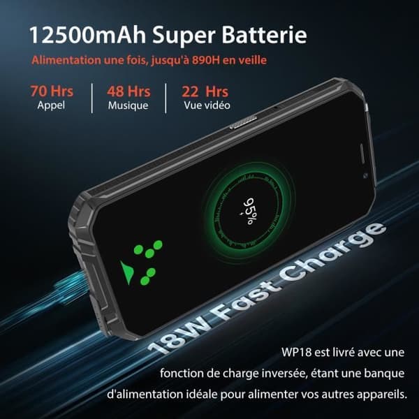 OUKITEL WP18 Robust smartphone 12500mAh 5,93" skärm 4GB+32GB IP68 Vattentät Dual SIM 4G GPS-telefon - Grön