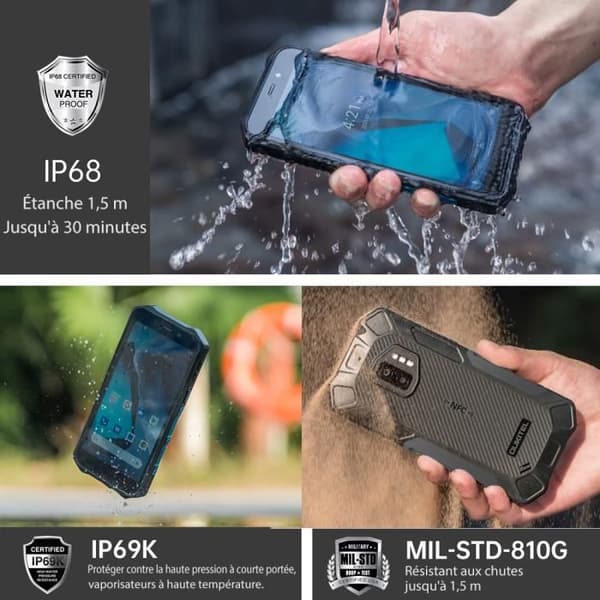 OUKITEL WP12 Pro 64 GB Robust Smartphone IP68 Vattentät 5,5" 13MP batteri 4000mAh GPS Dual SIM - Svart