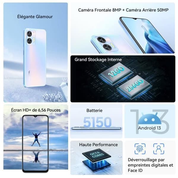 OUKITEL C35 Smartphone Mobiltelefon 12GB+256GB 6,56" HD+-skärm 50MP+8MP Kamera 5150mAh Android 13 GPS Dual SIM 4G - Grön