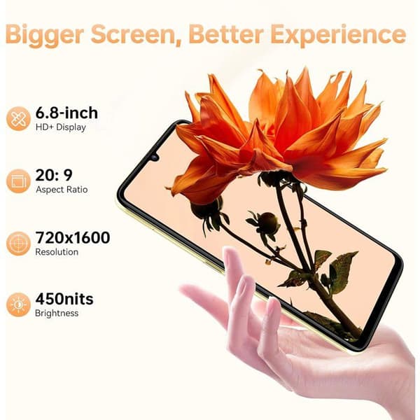 OUKITEL C33 Smartphone 6.8" 15Go + 256Go/upp till 2To 5150mAh 50MP Kamera Android 13 Mobiltelefon 4G Dubbel Sim GPS - Svart