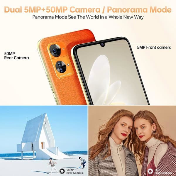 OUKITEL C33 Smartphone 6.8" 15Go + 256Go/upp till 2To 5150mAh 50MP Kamera Android 13 Mobiltelefon 4G Dubbel Sim GPS - Orange