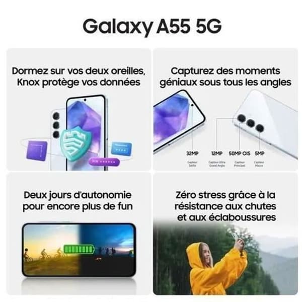 SAMSUNG Galaxy A55 5G Smartphone 8 + 128Go Blå natt - Global version
