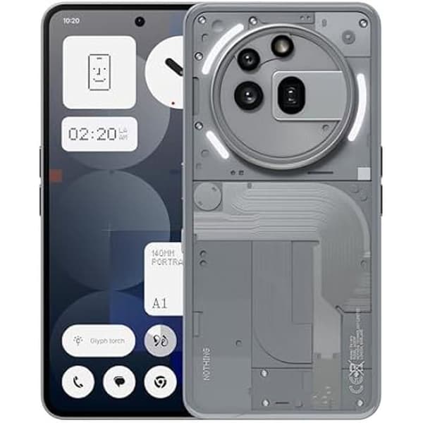 Nothing Phone (3a) Pro 256 GB - Smartphone med 32 MP frontkamera, Ultra Zoom x30, Snabbladdning 50 W och AMOLED-skärm