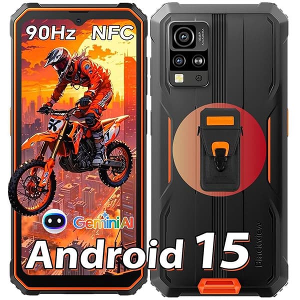 Blackview BV4800 SE Smartphone Inbrottssäker 6,56" 12Go+64Go 5100mAh Dual SIM Android 15 Orange med Fodral